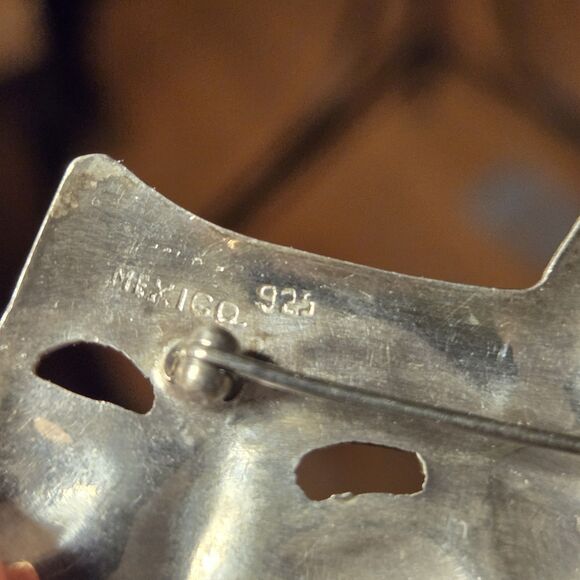 Silver Tragedy Comedy Theatre Masks Pin Brooch, Vintage Mexico 925 Sterling - Picture 3 of 4